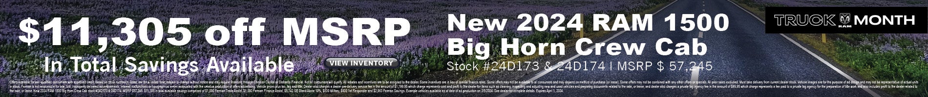 March Savings on New 2024 RAM 1500 Big Horn
