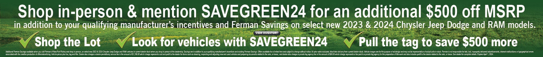 Say Savegreen24 & save $500 more at Ferman New Port Richey