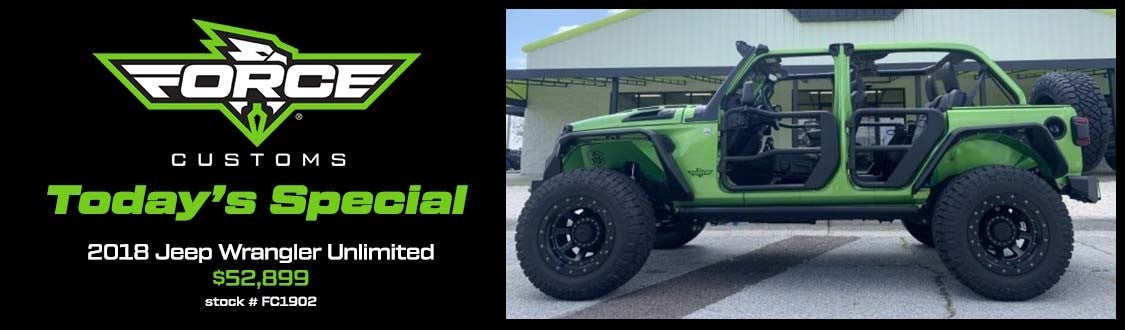 Force Customs Special | 2018 Jeep Wrangler Unlimited $52,899 | Stock# FC1902