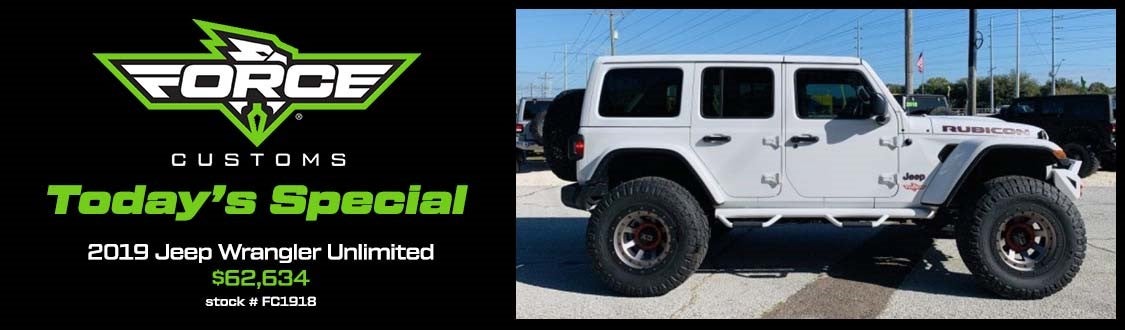 Force Customs Special | 2019 Jeep Wrangler Unlimited $62,634 | Stock# FC1918